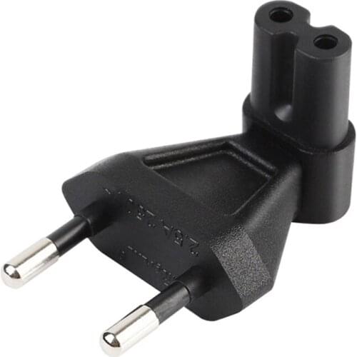 EU 2-Pin Power Cable Plug To IEC C7 Socket Plug Adapter Converter Right Angle