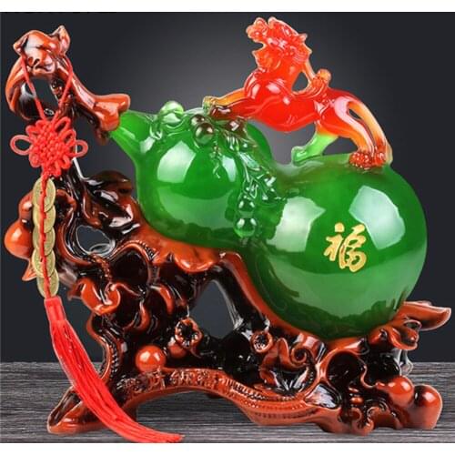 Geluk Fortuin Feng Shui Kalebas Standbeeld Ornamenten Hars Sculptuur Ambachten Home Decoratie Accessoires Housewarming