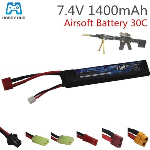 Hobby Hub 1400mAh Lipo battery 7.4V 2S 30C Tamiya For Mini Airsoft Gun BB Model Air Pistol RC Parts AKKU