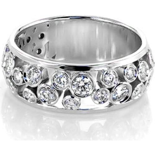 Huitan Fashion Luxury Round Cubic Zirconia Woman Ring for Party Daily Wear Versatile Female Jewelry Handmade Gift Drop Ship Ring