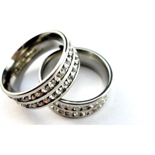 Classic Women Engagement Anniversary Wedding Channel Setting Ring Cubic Zirconia 316L Stainless Steel Rings Female Jewelry LR420