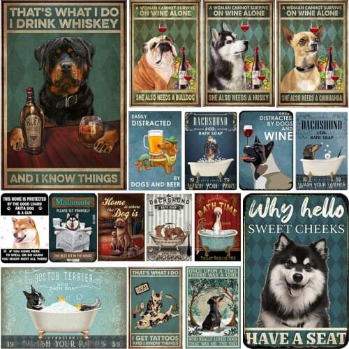 Dog Portrait Metal Poster Vintage Animal Metal Signs Lovely Pet Tin Signs Plates Plaque Dog House Club Home Wall Decoration