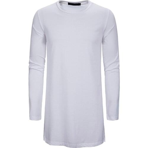 Extra Long Streetwear T Shirt Men 2020 Autumn New Long Sleeve Casual Longline Tshirt Men Steampunk Hip Hop Tee Shirt Homme xxl