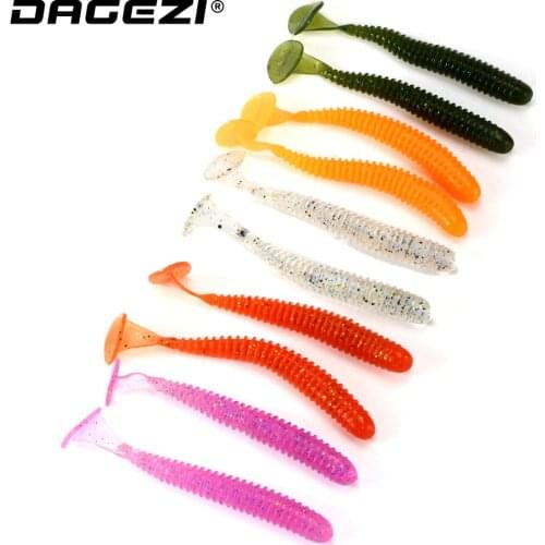 DAGEZI 10pcs/lot T tail soft fishing lure 7.5CM/2G Soft lure Swimbaits Jig Head Artificial Bait for Fly Fishing Tackle