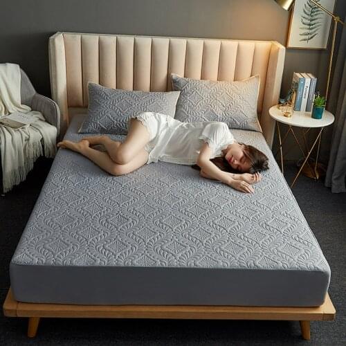 Waterproof Quilted Embossed Mattress Cover Breathable Fitted Matress Cover Protector Sheet Soft Thicked Printing Bed Cover King