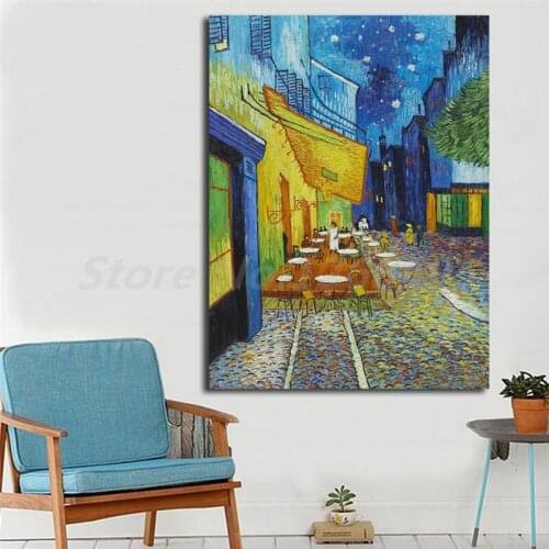 Cafe Terrace At Night By Vincent Van Gogh HD Wall Art Canvas Posters Prints Painting Wall Pictures For Living Room Home Decor