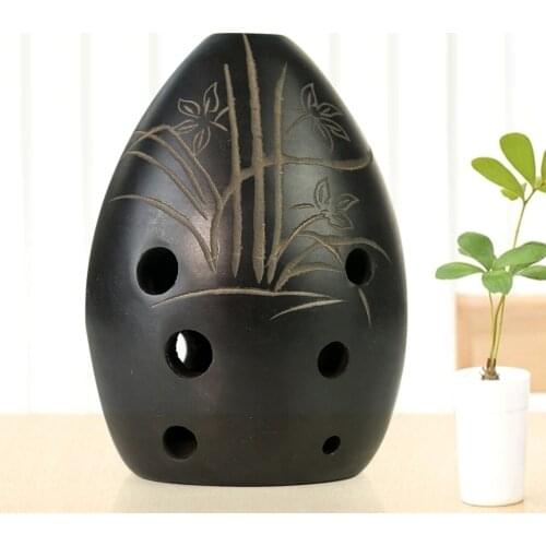 8 Holes Ocarina Black Clay Xun Chinese Traditional Musical Instrument for Children Beginner Gift Art Craft Home Decor
