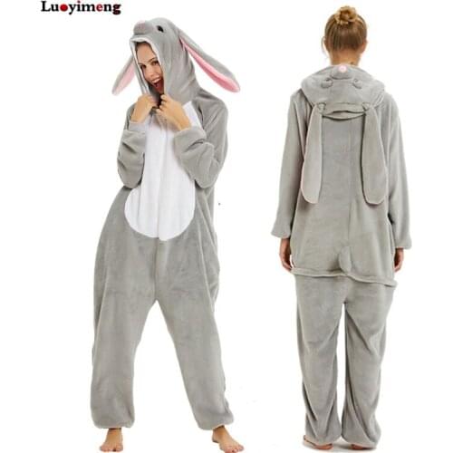 New Adults Animal Pajamas Anime Onesies For Women Kigurumi Nightie Unicorn Panda Flannel Cartoon Rabbit Pajamas Cosplay Overalls