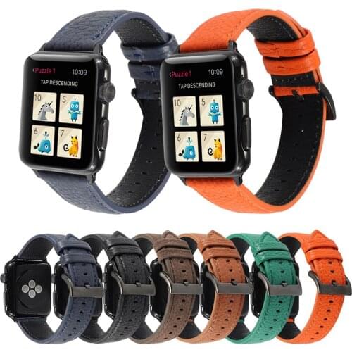 Genuine Leather Watchband for Apple Watch Band 6 SE 42mm 38mm 44mm 40mm Sport Bracelet Belt Strap for iWatch Series 6 5 4 3 2 1