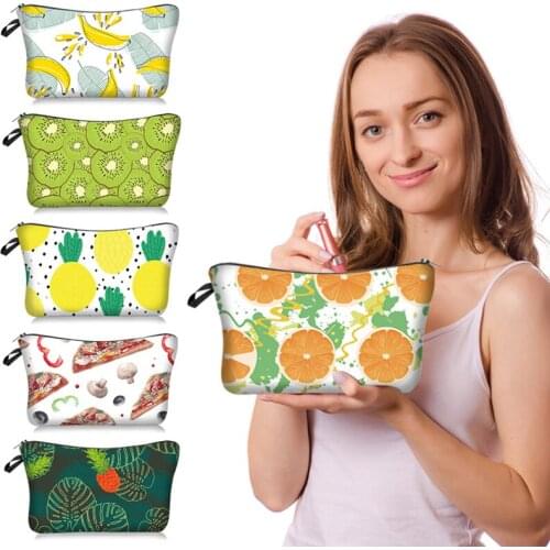 Rinted Cosmetic Bag for Women Tropical Fruit Series Fashion Pattern Toiletry Bag Multifunction Storage Case