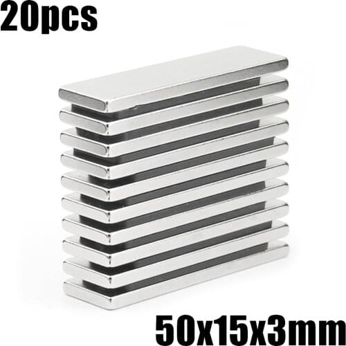 20pcs F50x15x3mm Super Powerful Strong Rare Earth Block NdFeB Magnet Neodymium N35 Magnets F50*15*3mm