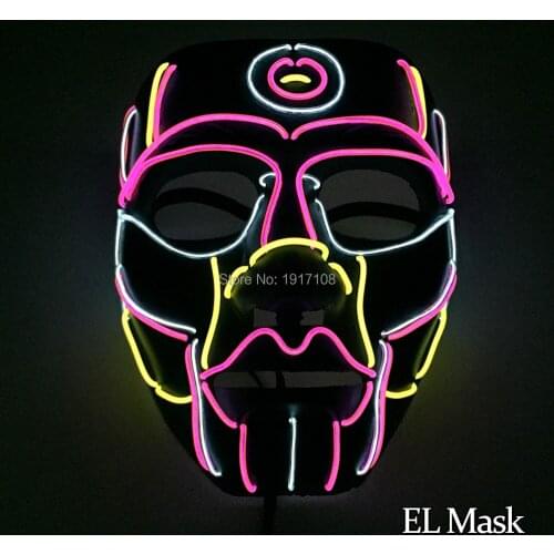 Hot sale EL wire mask powered by 2xAA batteries LED mask for grant event and halloween cheering Glow Party Supplies