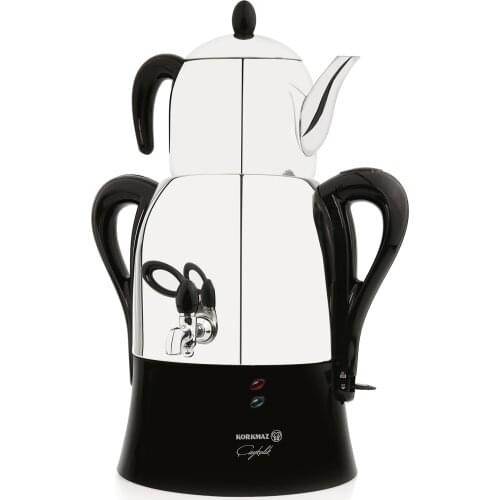 KORKMAZ Caykolik Electrical Turkish Teapot, 4.1 Liter Tea Maker, Semaver, Kettle A341 EU Plug 220V 2000 Watts Stainless Steel