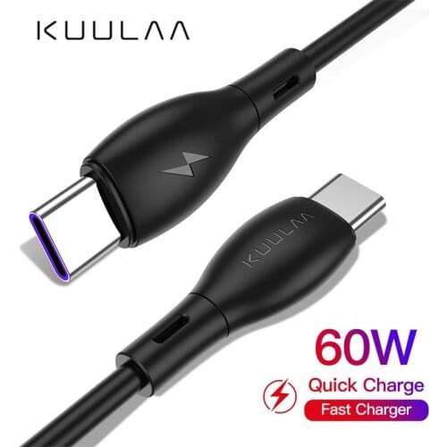 KUULAA 60W USB Type C Cable 3A Fast Charging Cable For Samsung S10 PD Type C Quick Charge QC4.0 USB C Charger Cable