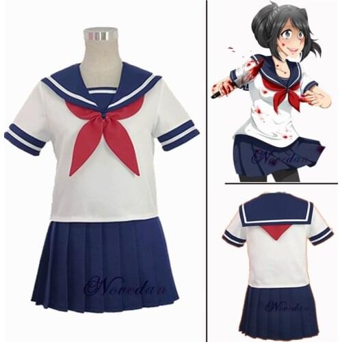 Game Yandere Simulator Cosplay Costume Ayano Aishi Uniform Yandere Chan JK School Uniform Women Outfit Sailor Suit T-shirt+Skirt