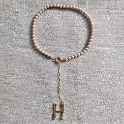 Baroque Pearl Necklace A-Z 26 English Alphabet Letter Pendant Handmade For Women Charm Natural Freshwater Pearl Choker 2020 new