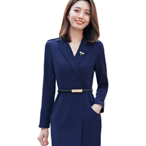 Women Dresses Autumn Winter Elegant Slim Hips Dress OL Styles Professional Business Work Wear Beauty Salon Vestidos with Belt