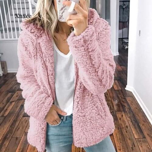 Winter Teddy Coat Women Faux Fur Coat Teddy Bear Jacket Thick Warm Fake Fleece Jacket Fluffy Jackets Plus Size 2XL Overcoat