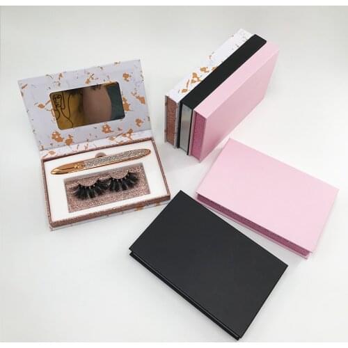1/3/5Pcs Pink/Black/Marble Hard Cases Empty Lashes Set Boxes Custom Logo Packaging For 1pcs Eyelash 1pcs Self-adhesive Eyeliner