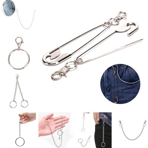 1PC Punk Fashion Silver Metal Trousers Chains Hip-hop Trendy Belt Men Jeans Punk Waist Chain Male Pants Chain