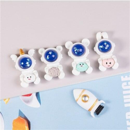 10pcs Resin Cartoon Astronaut Rocket Charms Flat Back Jewelry Making DIY Earrings Funny Home Decor Crafts Gift