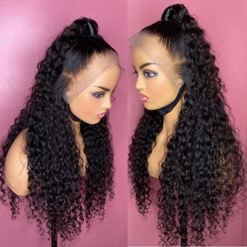 13*4 Lace Front Human Hair Wigs With Baby Hair Curly Brazilian Remy Hair Pre Plucked Lace Front Wigs For Women Bleached Knots