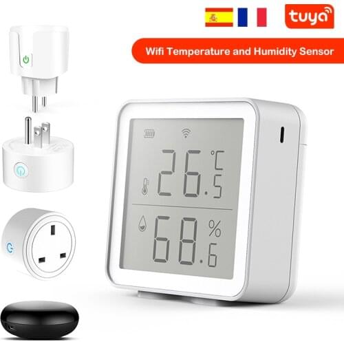 2021 wifi tuya Temperature and Humidity sensor LCD display Thermometer Hygrometer compatible alexa home assistant no need HUB