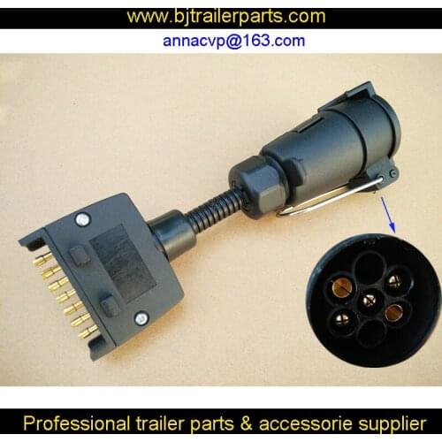 7 PIN TRAILER ADAPTER CONNECTOR FLAT MALE PLUG TO ROUND FEMALE SOCKET CARAVAN TRAILER PARTS