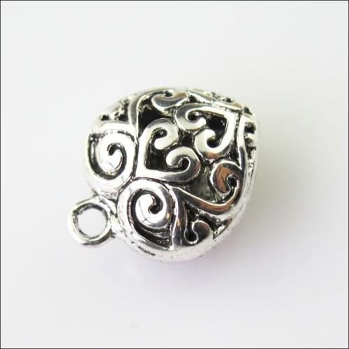 8 New Heart Flower Tibetan Silver Tone Charms Pendants 13x16mm