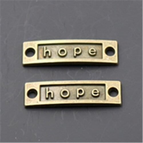 8pcs hope charm long strip alloy double hole connector for hand catenary necklace DIY jewelry makings A765
