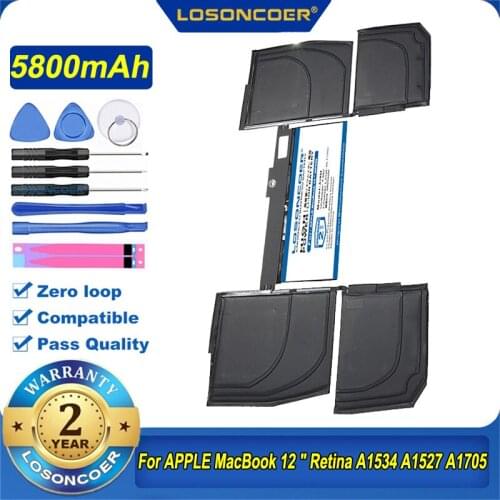 A1527 A1705 Laptop Battery For Apple Macbook Pro 12" A1534 (2015-2016 Year) MF855 MJY32CH/A MK4M2 EMC2746 661-02267 613-01926-A