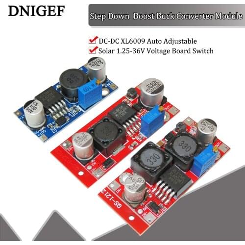 DNIGEF DC-DC XL6009 Auto Adjustable Step Up Step Down Boost Buck Converter Module Solar 1.25-36V Voltage Board Switch