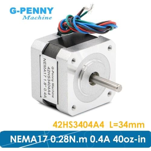 Free shipping ! Nema17 stepper motor 42x34mm 0.4A 0.28N.m 1.8 degree 40Oz-in Nema 17 4-Lead For 3D printer For CNC ! 42HS3404A4