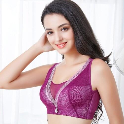 Plus Size Bra 120 52 50 48 46 C D DD E Cup No Rims Push Up Big Size Bras for Women Full Cup Plus Size Sexy Push Up Minimizer Bra