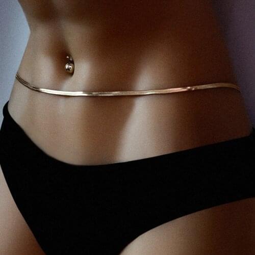 Sexy Fashion Gold Snake Chain Waist Chain for Women Hip Hop Style Adjustable Belt Body Jewelry Accessories