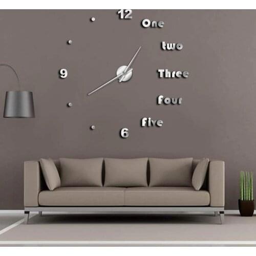 DIY Large Wall Clock Modern Wall Art Home Decor Luxury Interior Design English Letters Frameless Wall Watch Clock DIY Enthusiast
