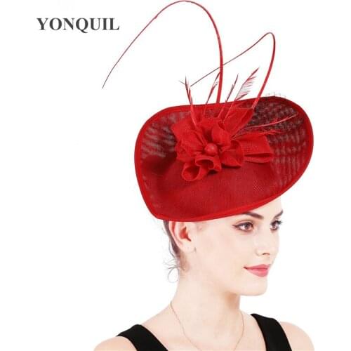 Ladies Veils Red Fascinators For Kentucky Derby Hats With Bridal Floral Headwear On Hair Clips Event Cocktail Headdress SYF258