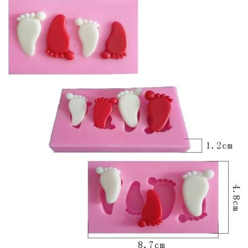 DIY 3D Foot Small silicone mold/cake mold/soup mold three hole feet clay candy chocolate mold Gift