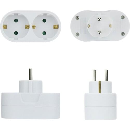 Travel 2 in 1 Plug Converter European Standard 16A Conversion Plug Adapter Double Socket Portable Converter Outlet