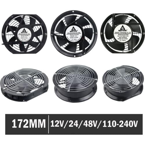 Gdstime 17251 17225 172mm * 51mm Axial Fan DC 12V 24V 48V AC 220V 240V Ball Bearing Axial Industry Cooling Cooler Fan 172*25mm