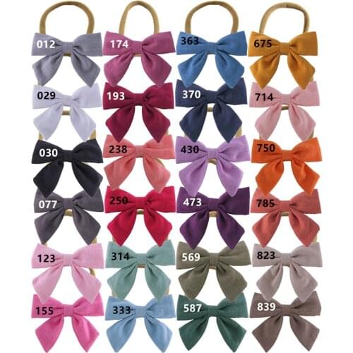 Cotton Linen Sailor Bow Nylon Headband Toddler Baby Girls Hair Bow Stretch Hairbands Accessories