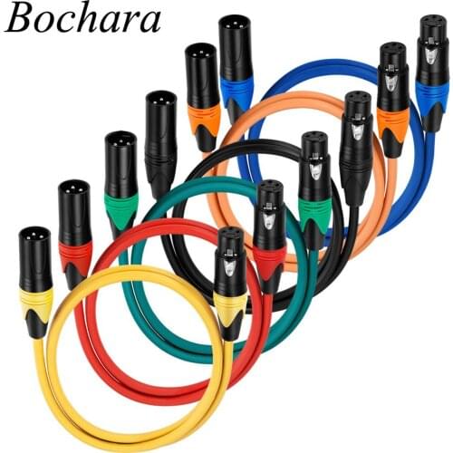 Bochara 3Pin jack XLR Cable Male to Female OFC Copper Dual Shielded For Mic Mixer Amplifier Stage light 6pcs Pack