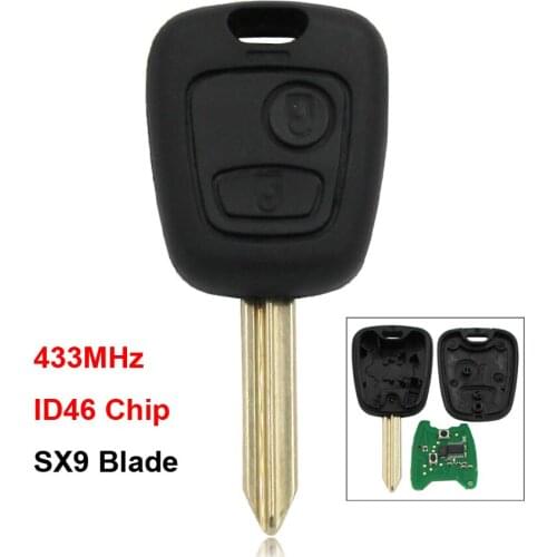 2 Button Remote Key Smart Car Key Fob 433MHz ID46 Transponder Chip For Citroen Saxo Picasso Xsara Berlingo SX9 Blank Uncut Blade