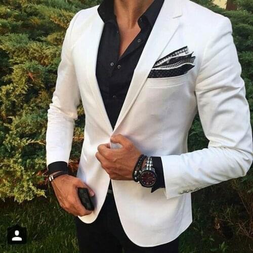 White Men Beach Wedding Suits Groom Wedding Suit Tuxedo Groomsen Blazers Jacket Slim Fit Terno Masculino 2 Piece Coat Pants