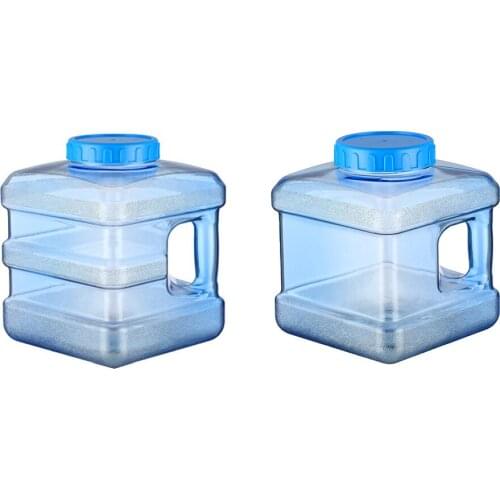 5L 7.5L PC Square Transparent Plastic Water Container Car Self-driving Portable Portable Thicken Bucket with Cap