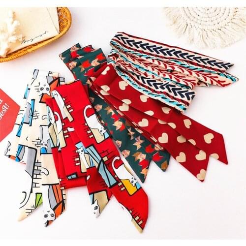 Fashion 2021 New Slender Head Rope Twist Braided Hair Headband for Women Bow Cat Retro Romantic sStreamer Scarf Bag Accessories