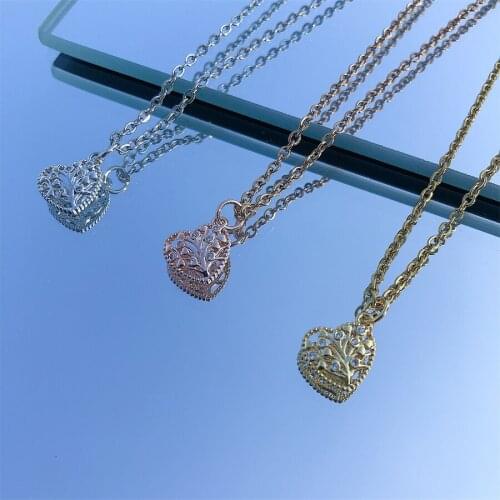 Fashion Christmas tree Heart Necklace Gold Silver Color Hollow Choker Necklace For Women Pendant Jewelry Gift