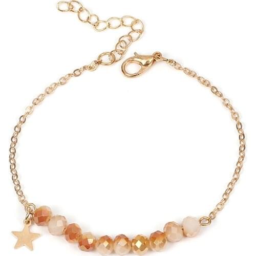 2021 Fashion Costume Jewelry New Simple Gold Chain Crystal Beads Star Bracelet Homme Bijoux Femme Love Charm Bracelets For Women