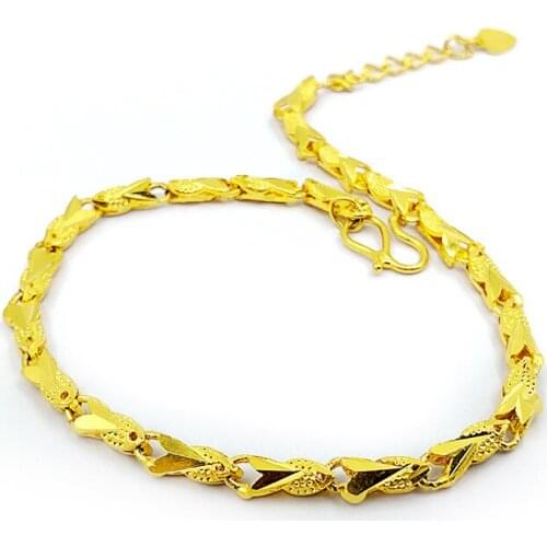 Fashion Light Yellow Gold Color Bracelet Women Jewelry for Wedding Engagement Chain Charm Gold Jewelry Anniversary Gifts