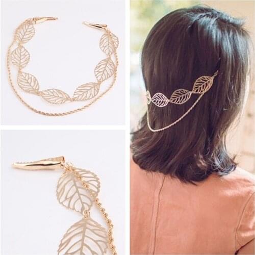 MOGAKU Bohemia Women Headbands Fashion Leaf Headwear Accessories 2021 Trendy Bridal Wedding Head Bands Chain Hair Clips Jewelry